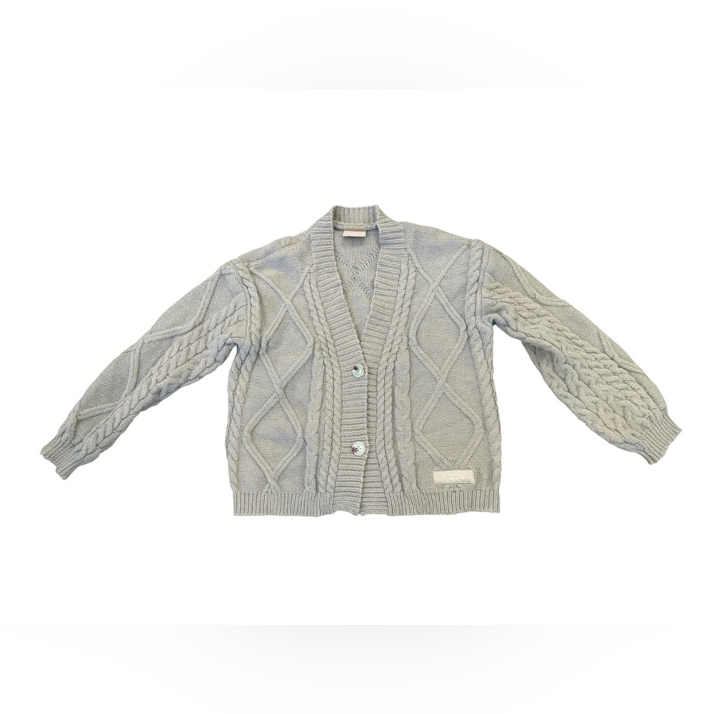 Taylor Swift Tortured Poets Department TTPD Cable Knit Cardigan Sweater Gray M/L
